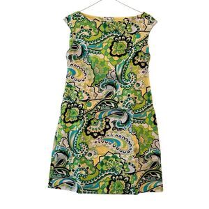 Vintage Melly M Paisley Floral Boat Neck Cap Sleeve Shift Dress Multicolor Sz 4